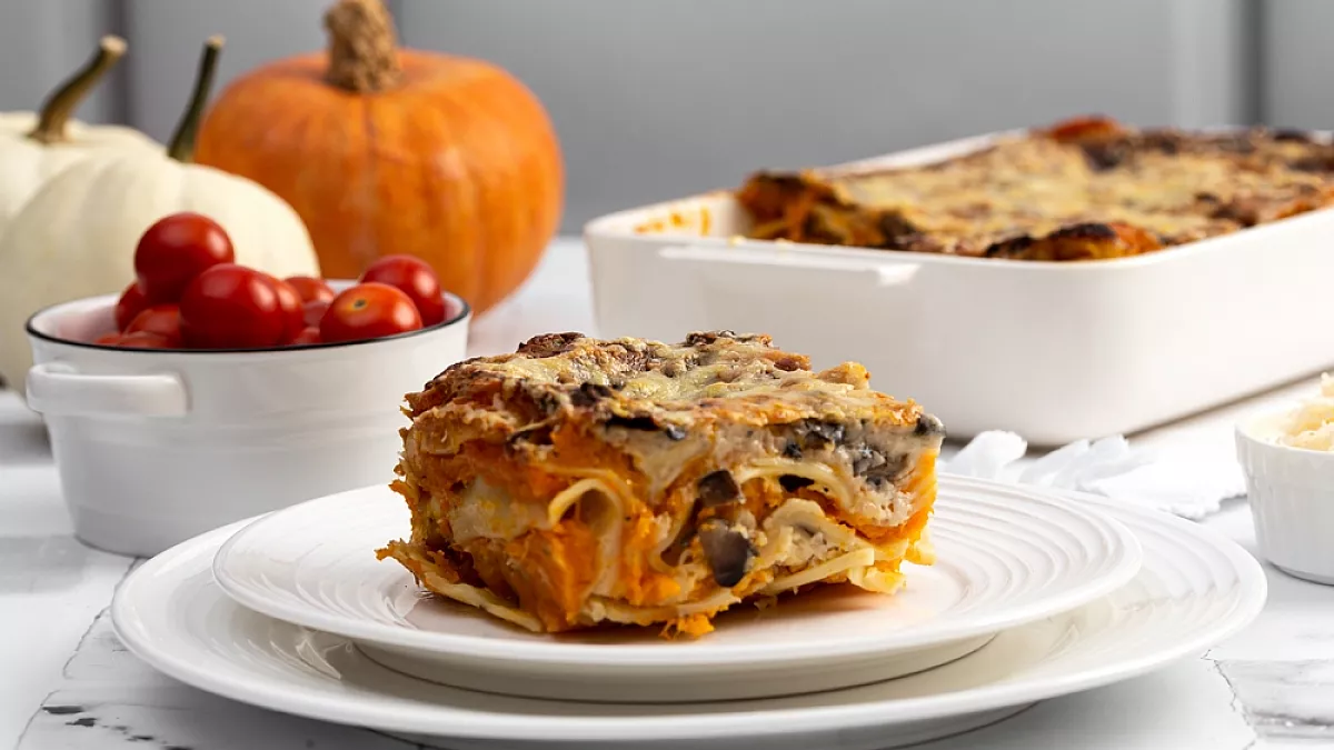 Lasagna autunnale zucca funghi