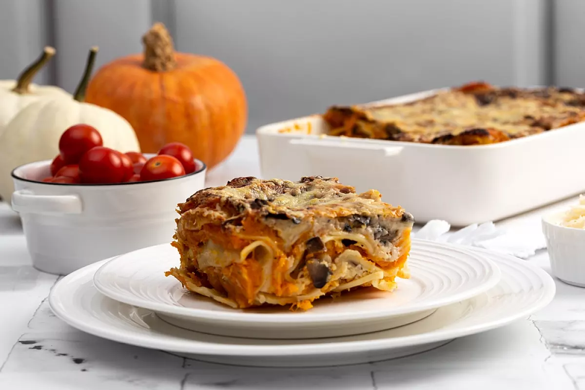 Lasagna autunnale zucca funghi