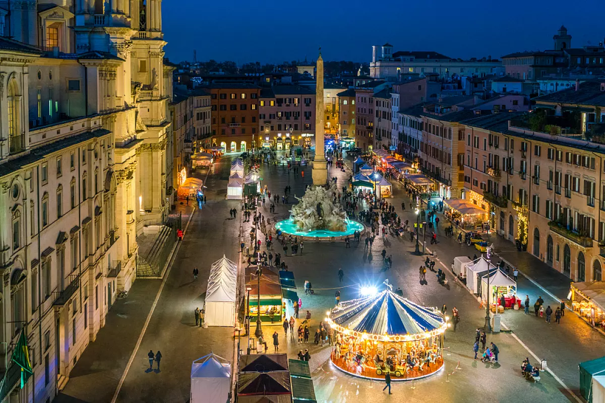 Piazza,Navona,In,Rome,During,Christmas,Time.,Italy.