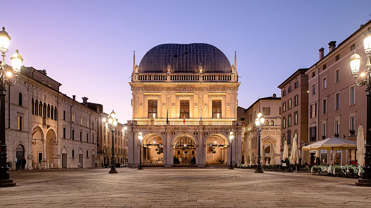 Piazza Loggia Brescia in Italy
