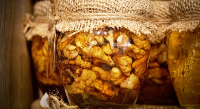 Glass of walnut oil