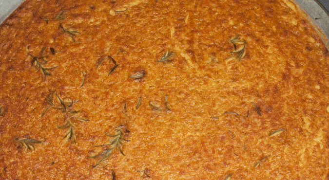 farinata, ligurian salty cake made with chickpeas flour