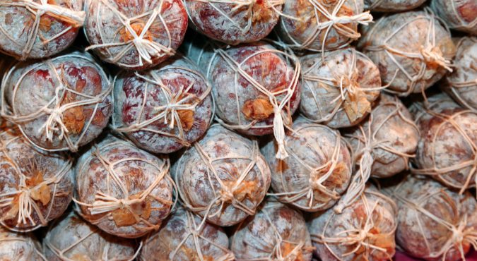 many salami and sausages called cacciatorino for sale