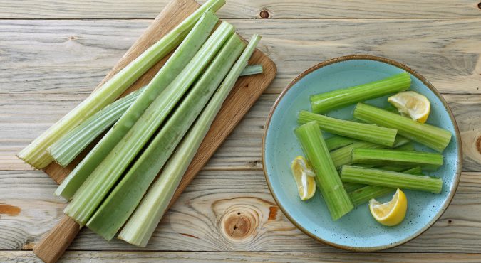 raw cardoon on kitchen table background