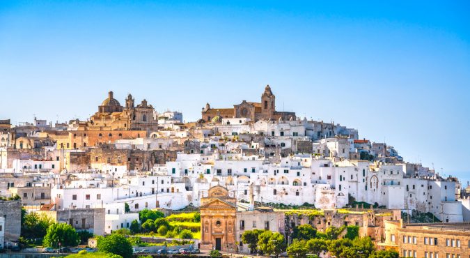 Ostuni white town skyline, Brindisi, Apulia, Italy.