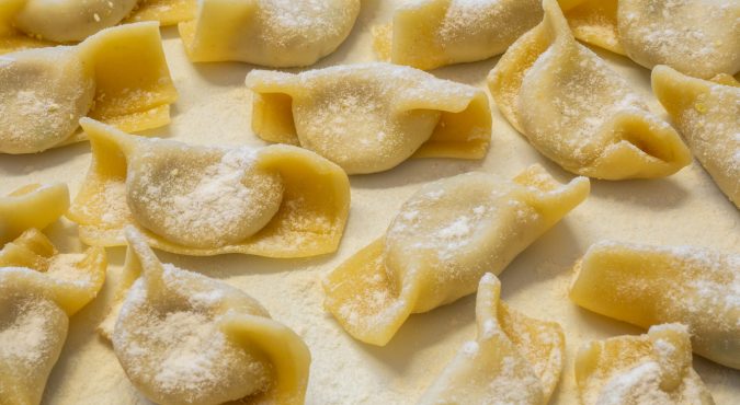 A kind of ravioli, casoncelli, home made traditional food of the Bergamo area, Italy. Delicious Italian food